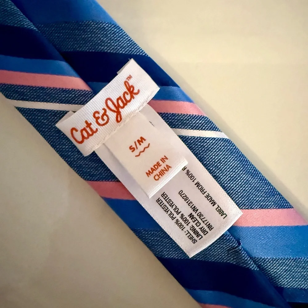 Cat & Jack Blue and Pink Striped Necktie for Boys
